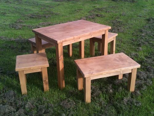 Reclaimed Pine Benches and Table furniture